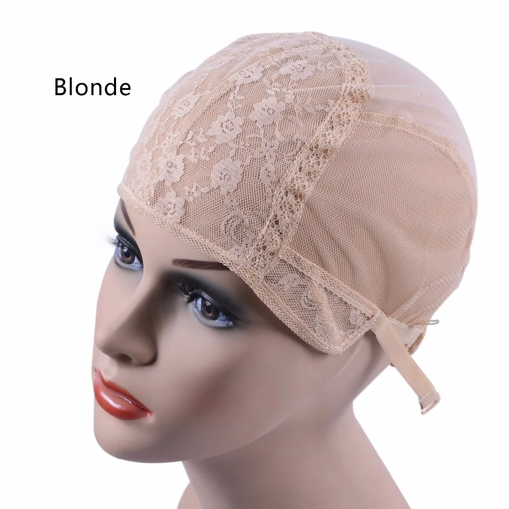 Bonnet de perruque blonde pour perruques exécutives avec sangle réglable à l'arrière, bonnet de tissage, casquettes sans colle, filet à cheveux de bonne qualité