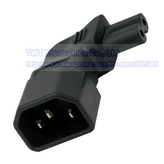 

IEC 320 C14 3Pin Male Plug to IEC C7 2Pin Angle Female Power Adapter,10pcs ,Free shipping