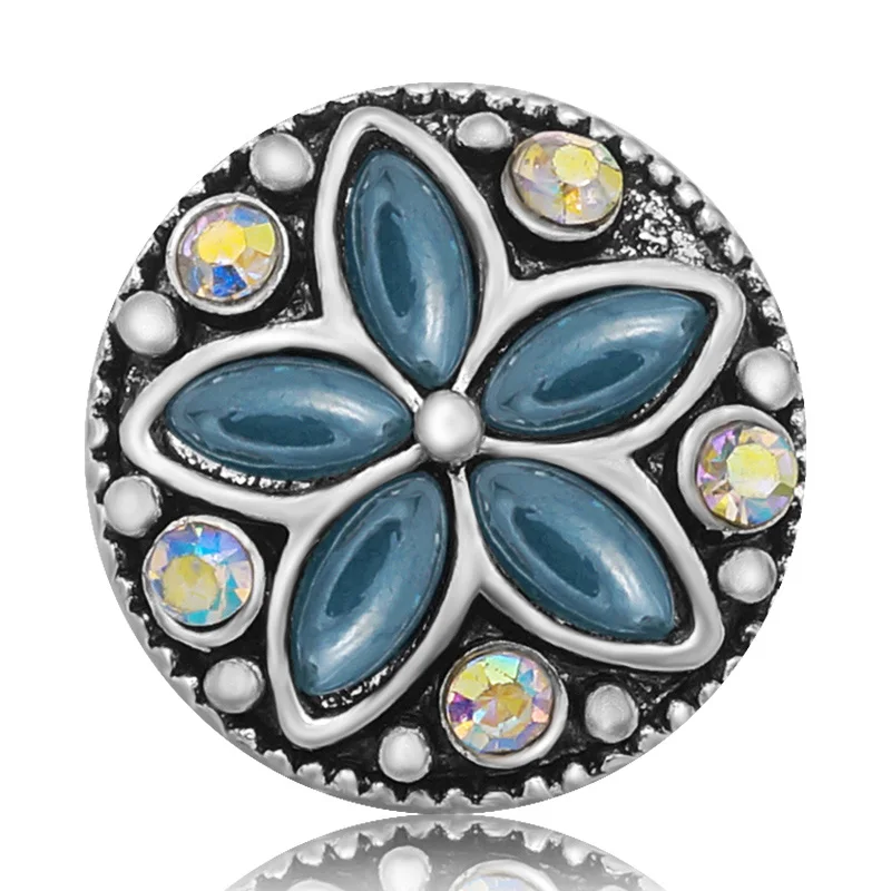 New Fashion Rhinestone&stone Flowers 4colors metal 20mm snap buttons fit 18mm snap jewelry wholesale KZ3296