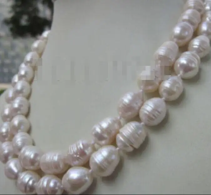 

FREE SHIPPING HOT sell new Style 11-13MM WHITE FRESHWATER Cultured BAROQUE PEARL NECKLACE 33"INCH