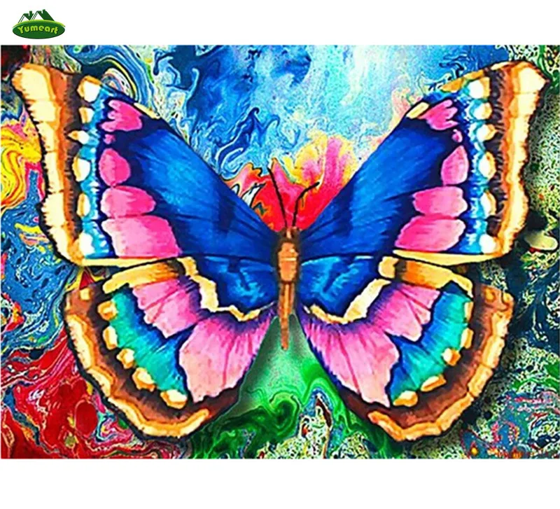 YUMEART Handmade Home Decor Diamond Embroidery 5D Butterfly Diamond Cross Stitch Butterfly Specimen Wallpaper Graphics Decals