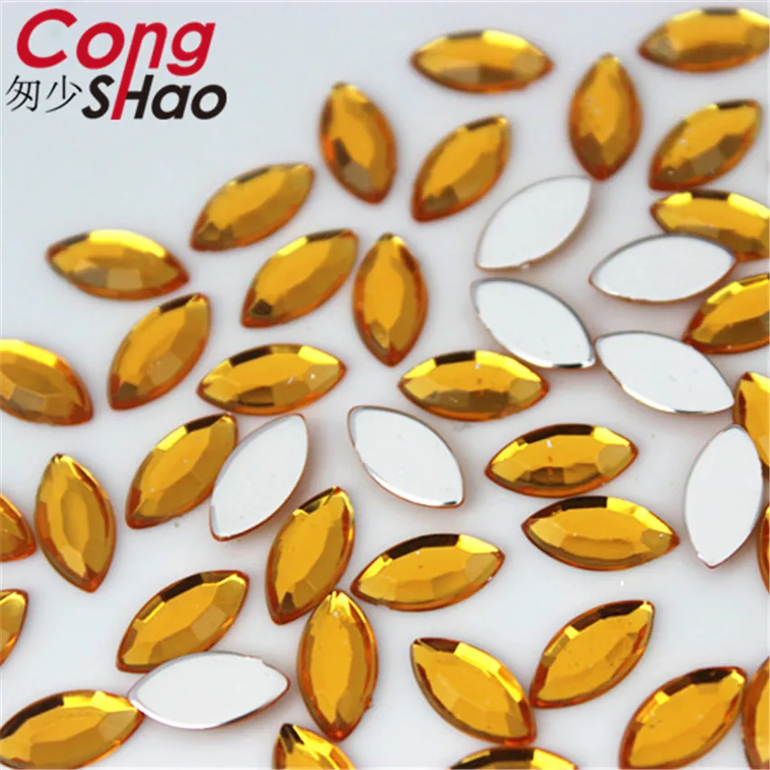 Cong Shao 100pcs 5*10mm Colorful flatback Horse Eye stones and crystals Acrylic Rhinestones trim Phone costume Decoration ZZ722