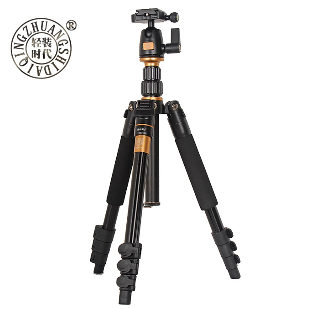 Beike QZSD Q555 Professional Aluminium Alloy Tripod Kit Monopod Ballhead Q.R.Plate For DSLR Camera Light Compact Portable Stand