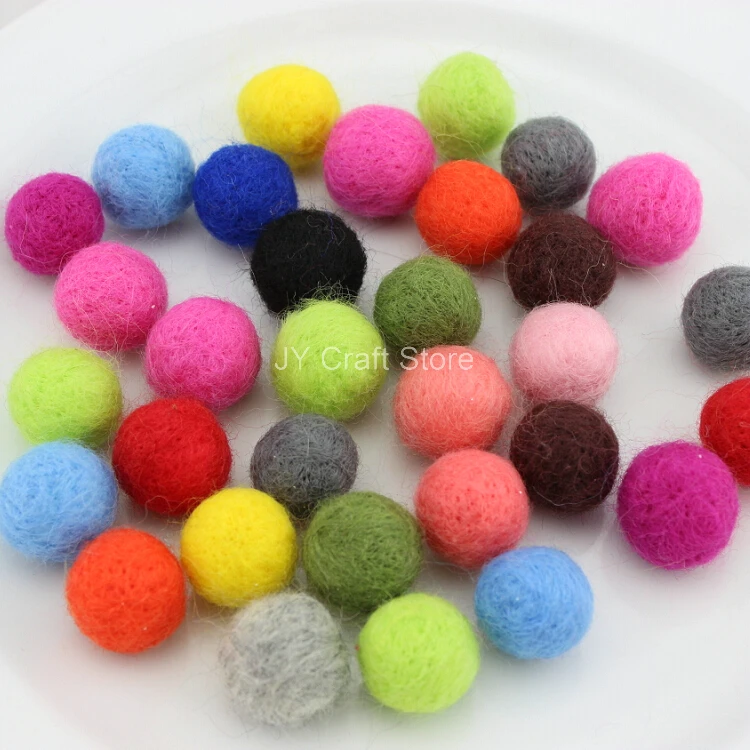 50pcs 15/20/30mm Handmade Wool balls Needle Felt Ball DIY Craft for Sewing Project, Party Decoration, Baby Hair Accessory