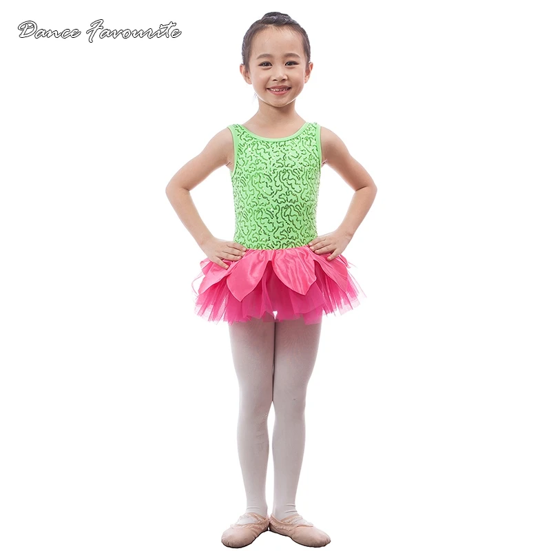 

Dance Favourite Green sequin spandex ballet tutu, girl stage performance ballet costumes kid dancewear kid tutu