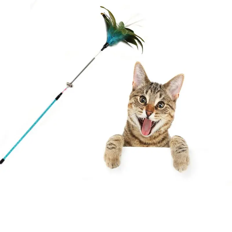 Funny Spiral Pet Cat Toys Colorful Feather Teaser Toys for Pets Cats Kitten with Bells Teasing Stick Pet Products Cat Wand Toy