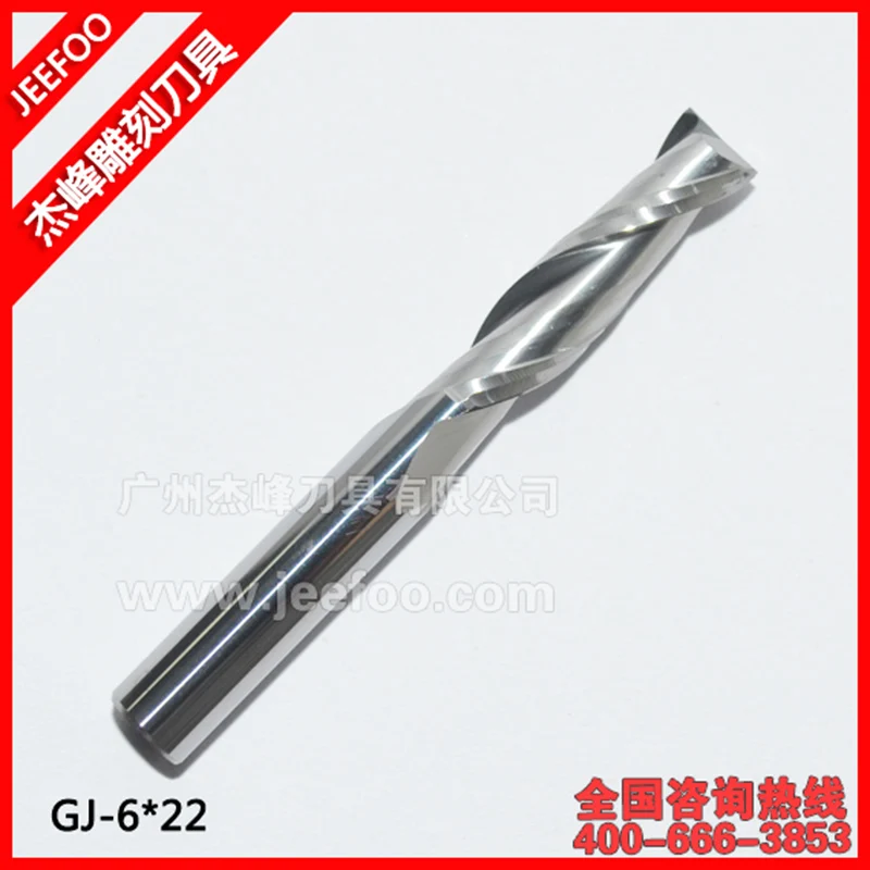 6*22mm Two Flutes Spiral End Mill, Tungsten Steel Carbide CNC Router Bits, Engraving Tools