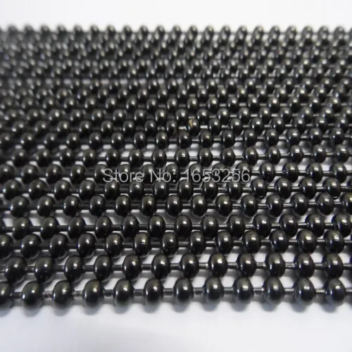 2mm/3mm/4mm in bulk Lot 5 meters IP Black Plated Stainless Steel Ball Beads chain jewelry finding Marking DIY