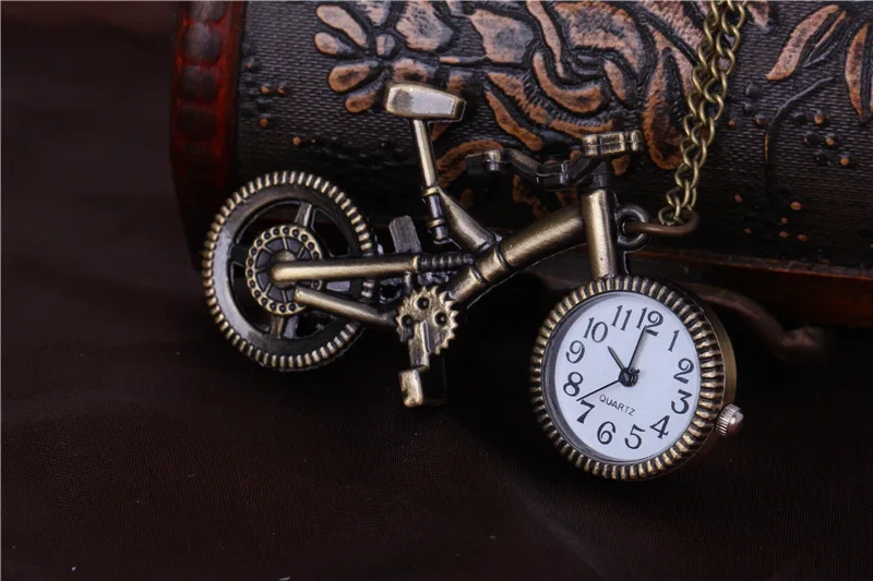 Tiny Rowerów Pocket Watch Nowość! antyczny Brąz Dekoracji Unikalny Prezent Zegarek Moda Popularny Obecne Fob Zegarek Łańcuch Pedant