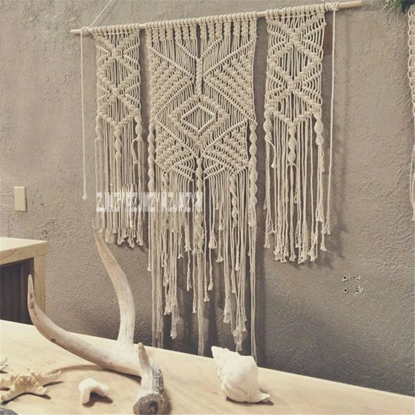 

1.1*1.6m Bohemia Hand-woven Rope Wall Hanging Macrame Tapestry Handmade Curtain Wedding Home Window Backdrop Wall Craft