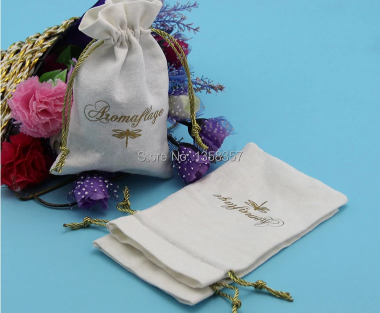 

100pcs/lot wholesale jute/linen/flax drawstring gift bags for earphone/jade/shaver packaging,Size be customized,Various colors