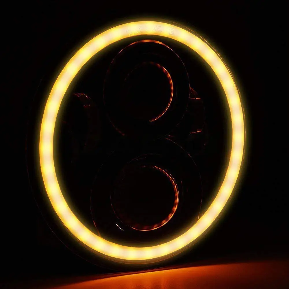 7 Inch Headlight For Motorcycle 7Inch Round DRL Turn Signal Halo LED Headlamp 40W 60W 80W 90w