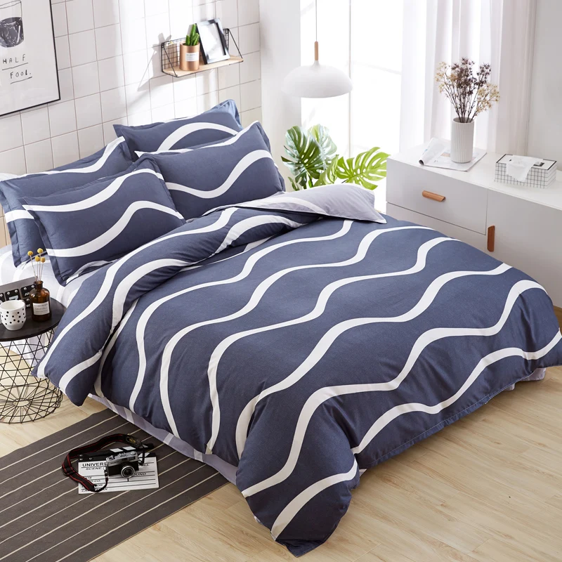 32 Bedding Set Fashion house  luxury bed cover sheet Pillowcase Wavy stripes Home textile  Family Bed Linens  High Quality