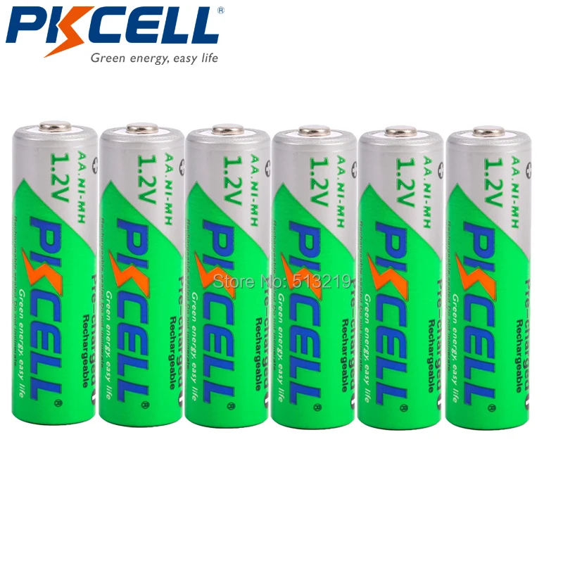 

6PCS Pkcell AA 2200mah 1.2v NiMh Rechargeable Battery 2a Toys Rechargeable Reusable Batteries For Mopeds, Radios