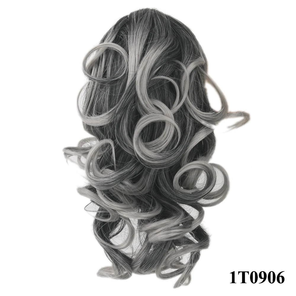 Soowee Short Curly Synthetic Hair Black To Burgundy Clip In Hair Extension Little Pony Tail Claw Ponytail False Hair on Clips