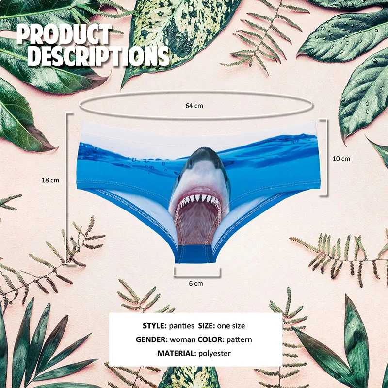 Vendita calda stampa 3D mutandine da donna shark jawz Pattern slip da donna Sexy Panty lingerie Intimates