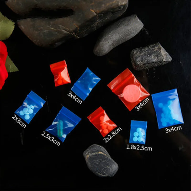 20 Wires 100pcs Colored Blue Red zipper Bag Jewellery Bag Small Thickening Pocket Sealed Bags Accessories Jewelry Bag