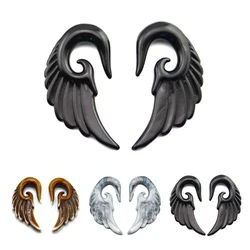 2pcs 3-12mm Unique Spiral Acrylic Heart Wing Feathers Women Ear Plugs Tunnels Taper Stretcher Expander Piercing Body Jewelry