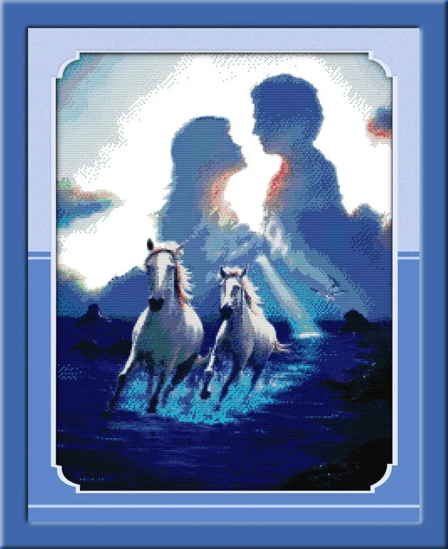 

Needlework,Cross stitch,Set For Embroidery kit,Sky lovers, horse Pattern Counted Cross-Stitch, animal Love Sewing Kit