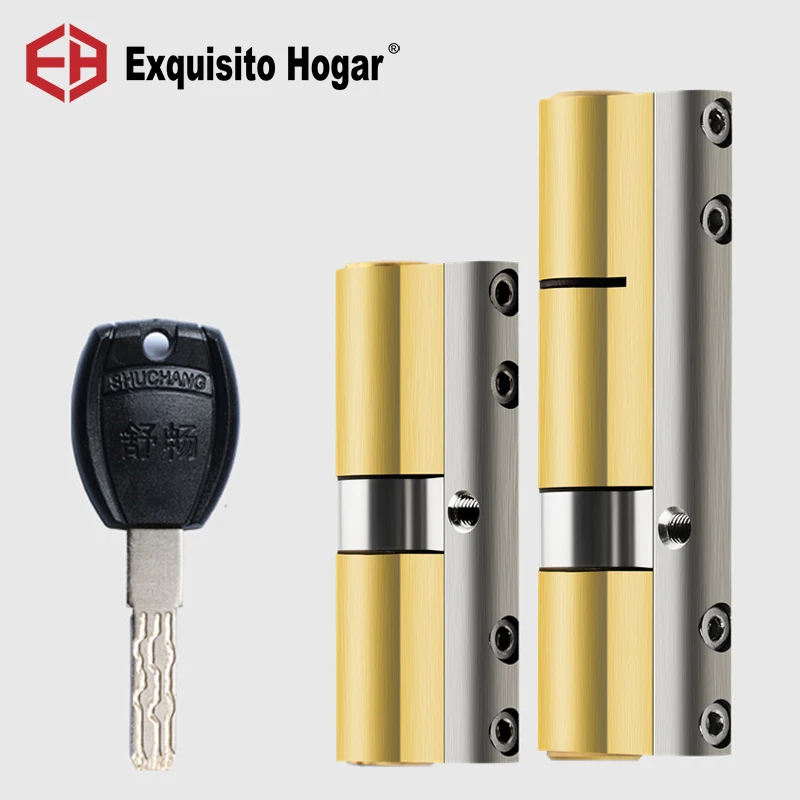 DIY Management Same Key Open Mix All Cylinder  Anti Prying Break Steel Bar Brass Serpentine Groove Key Door Lock Cylinder