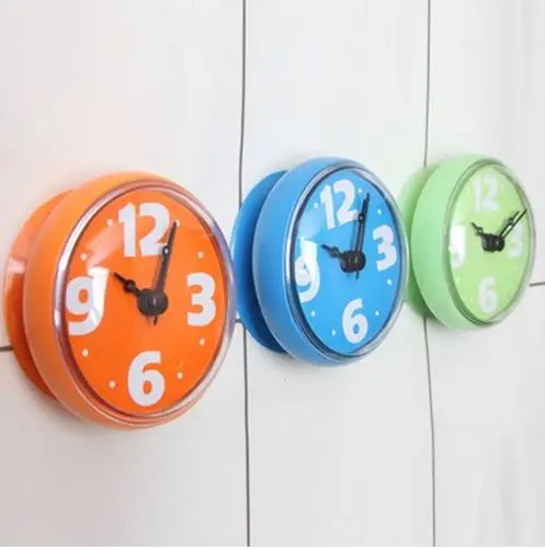 Creative bathroom waterproof wall clock Waterproof sucker wall clock Round mini sucker small wall clock