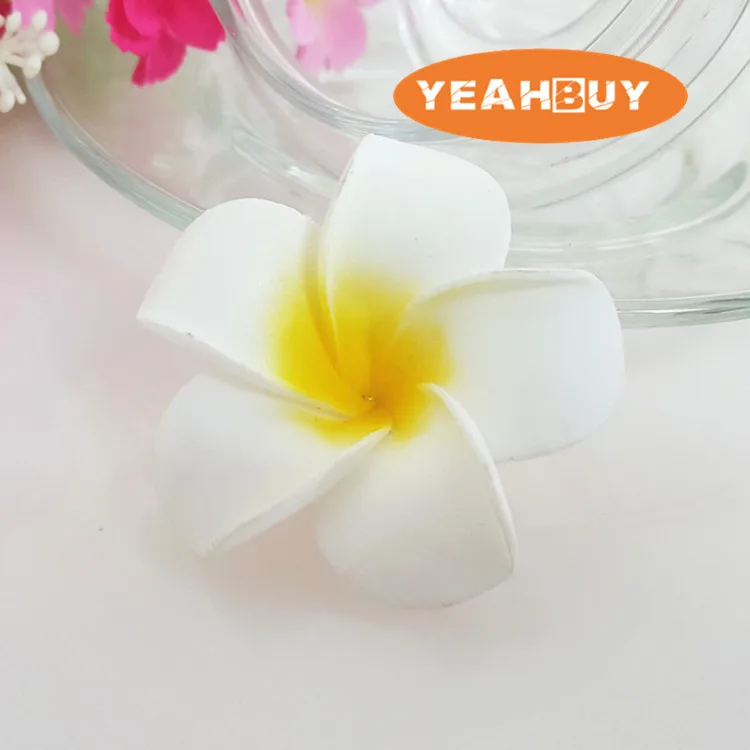 

100pcs 7cm hawaian 5COLORS real touch Artificial PE frangipane plumeria Flower Heads DIY wedding party headware decoration