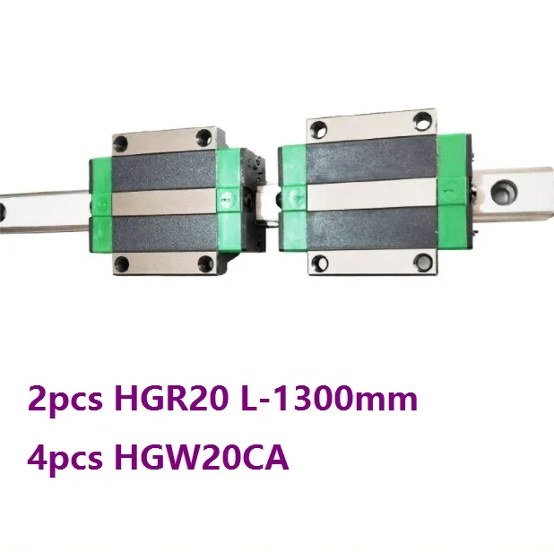 

2pcs China made HGR20 L-1300mm linear guide / rail + 4pcs HGW20CA / HGW20CC linear blocks carriage flange CNC parts