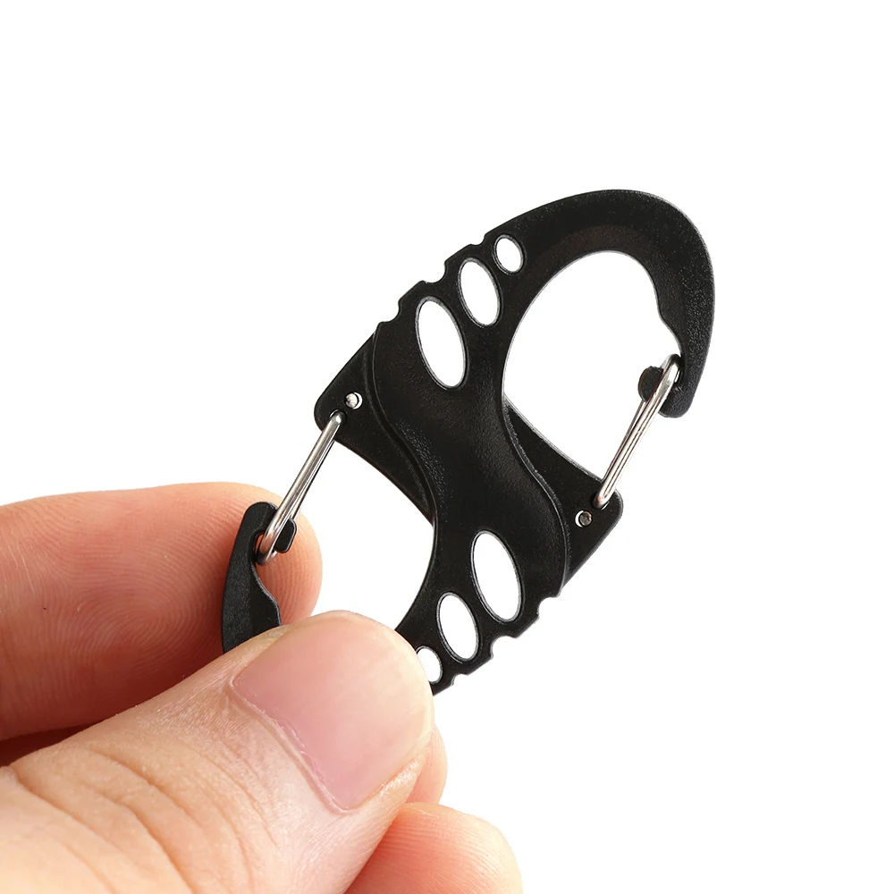 1PC Multifunction S-Type Carabiner Dual Keychain Buckle Safety Hook Fastener Camping Climbing Accessories Outdoor Tools