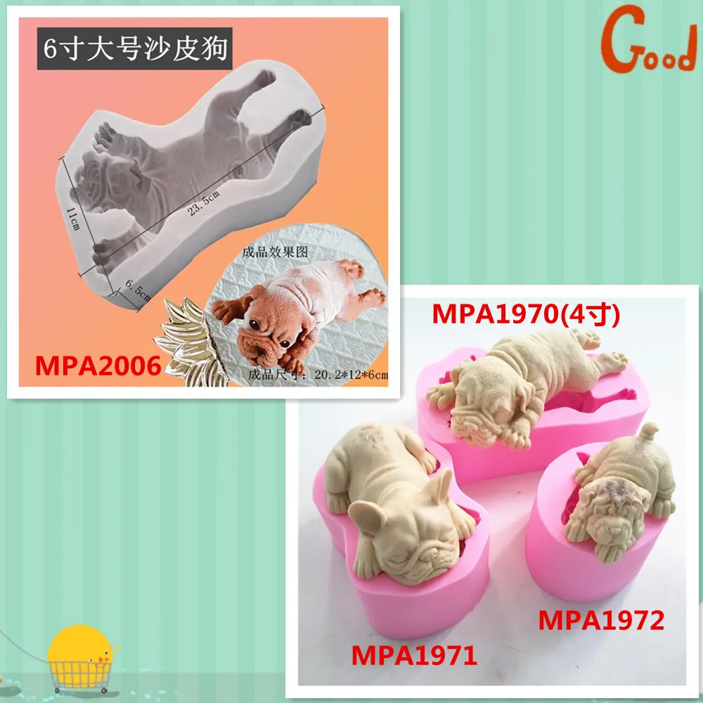 Mom&Pea MPA1970-2 2006 Dog Mold Cake Decoration Fondant Cake 3D Mold Soap Mold Food Grade