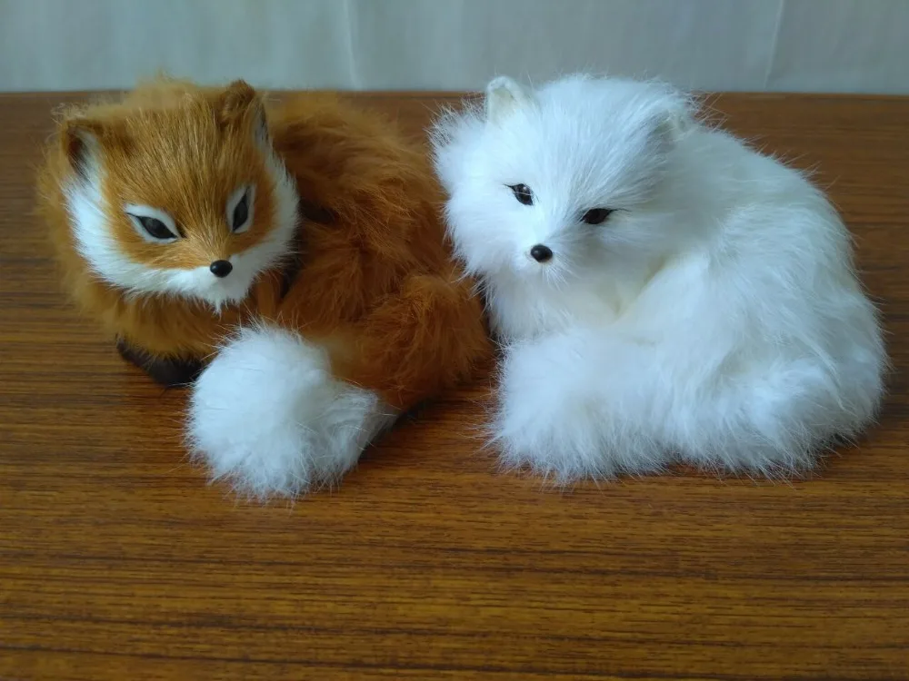 

simulation curl-up fox plastic&furs fox model about 13x12x9cm handicraft prop home decoration gift d2232