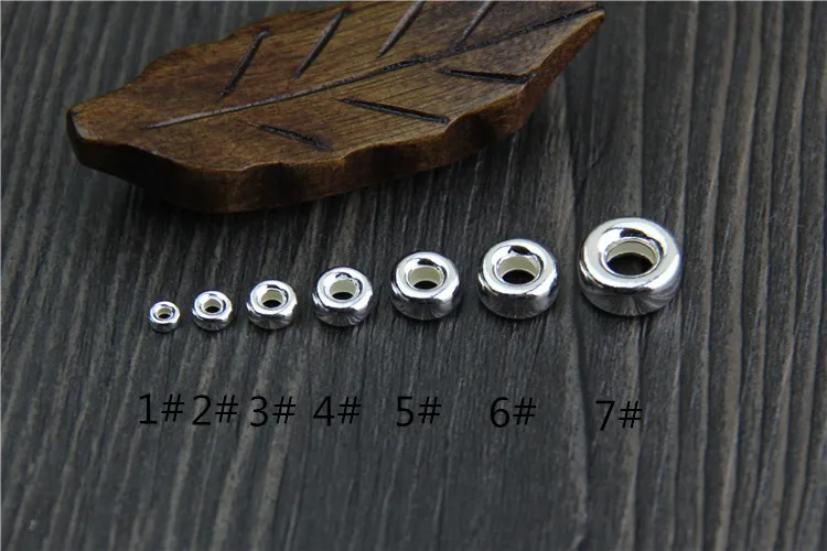 2pcs 100% 925 Sterling Silver Wheel Spacer Beads 3-10mm Big Hole Flat Round Bracelets Charm Beads DIY Jewelry Making Findings