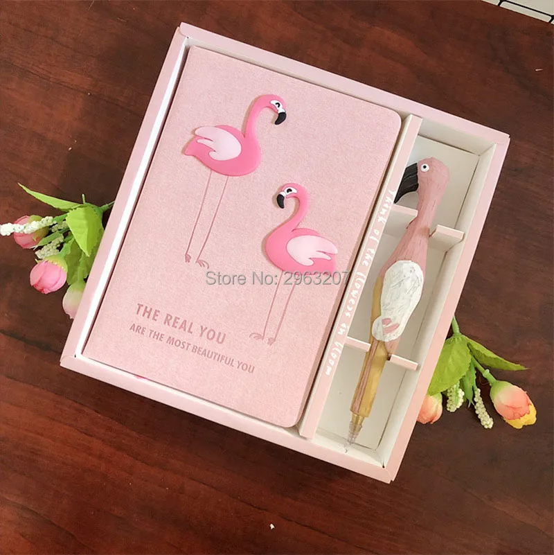 30 Sets Flamingo Diary Notebook Pink Stationery Set Hardcover Notebook With Pen Graduation Birthday Party Gifts