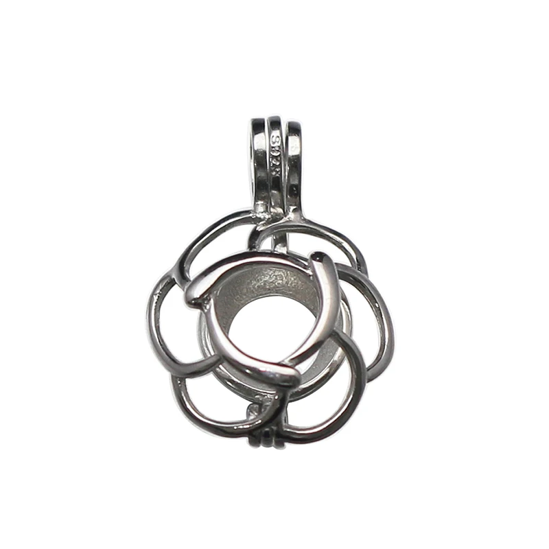 Beadsnice 925 Silver Pearl Cage Silver Lotus Flower Charm Holds a Pearl Bead Gem  Silver Necklace Making For Her ID 35918