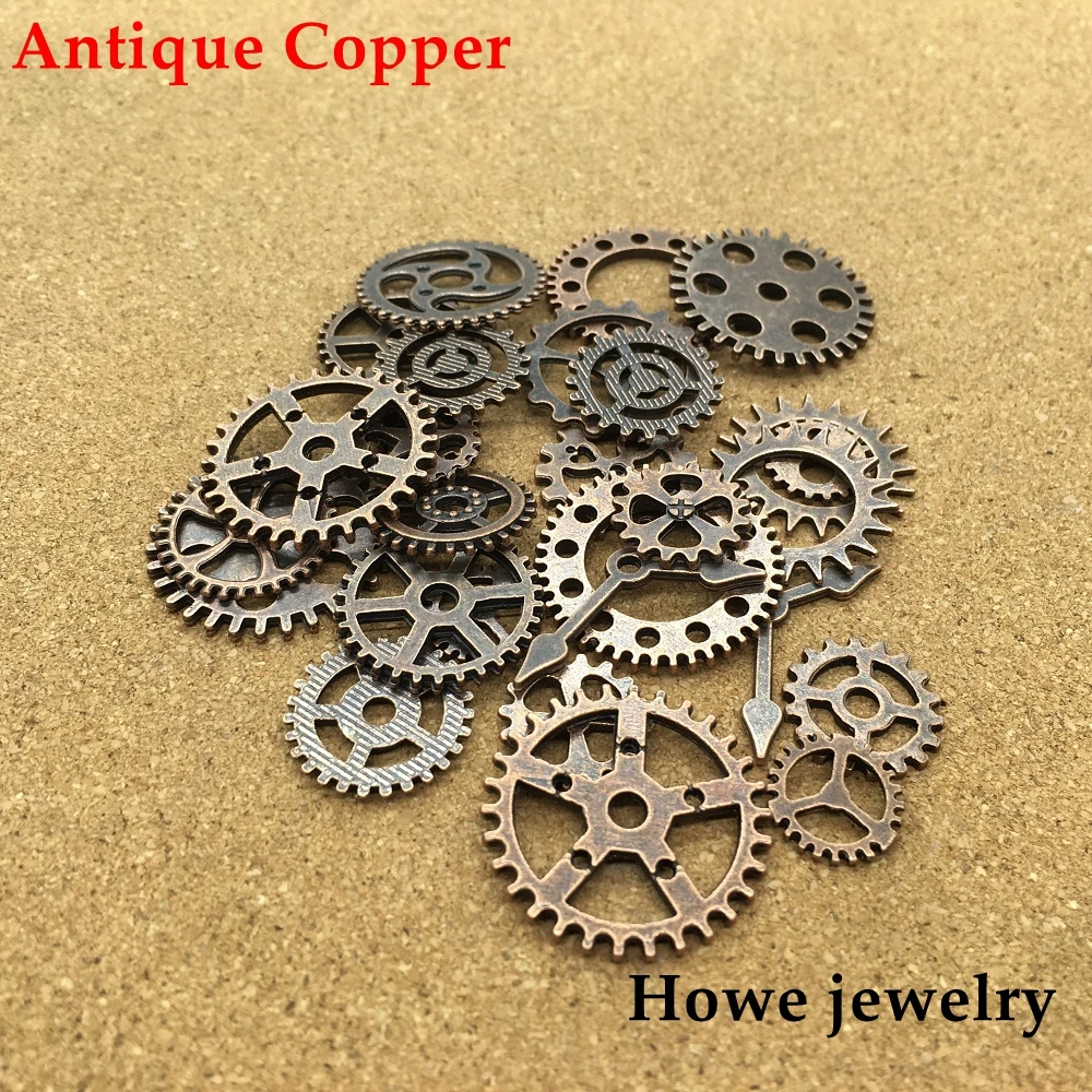 

Mixed 100g Antique copper steampunk gears and cogs clock hands jewelry fingings