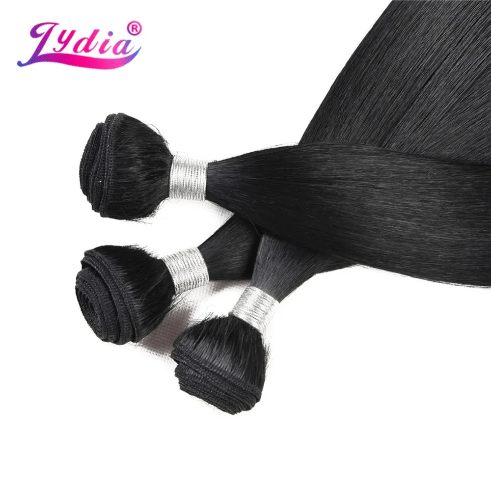 Lydia-Bouncy Curly Synthetic Hair Weave, extensões de cabelo, pacotes de fechamento livre, 18 a 22 \
