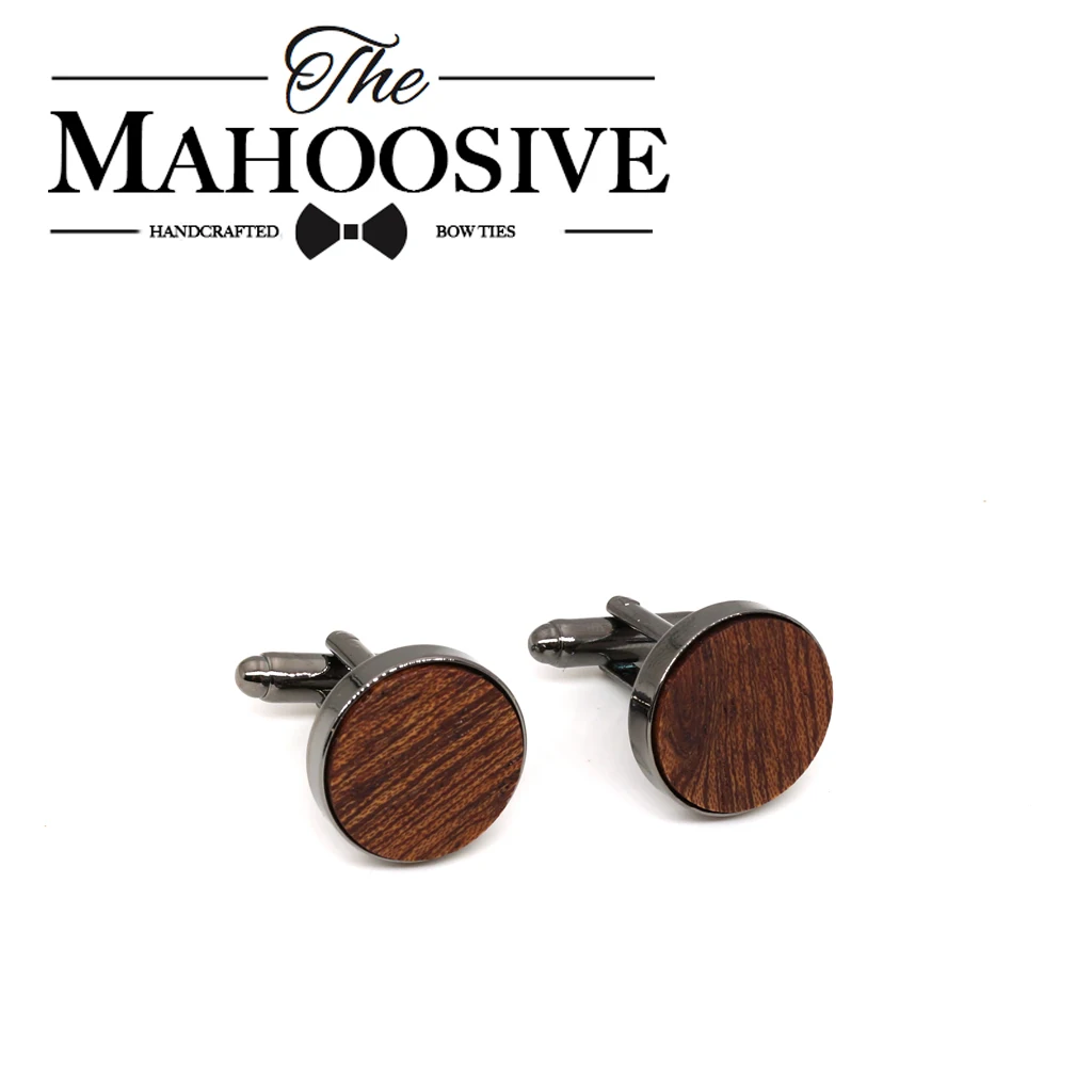 MAHOOSIVE Wood fashion shirt cufflink for mens gift Brand cuff button Black Wooden cuff link abotoaduras