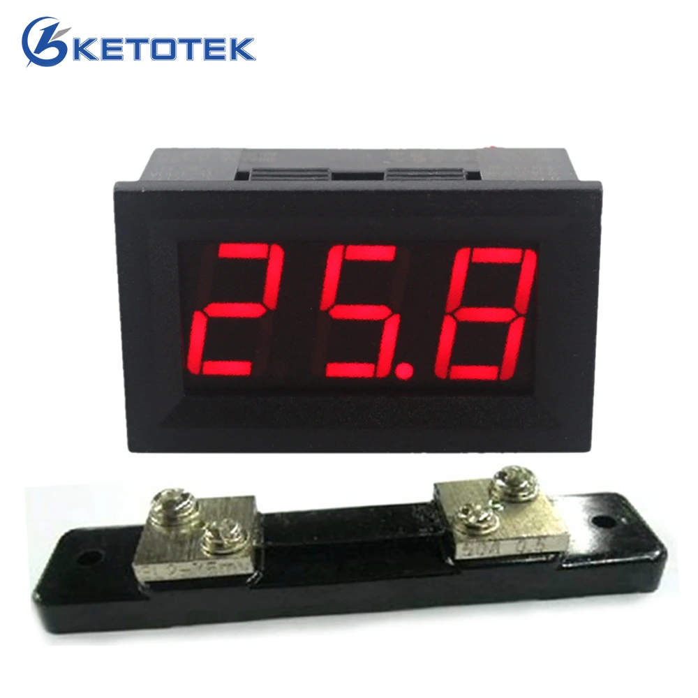 DC 0-50A ammeter amp panel ampere meter with 50A/75mV shunt resistor DC4.5-28V Power supply