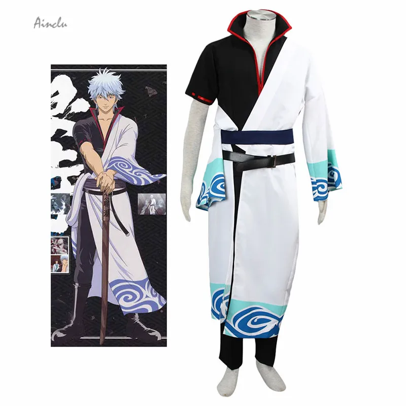 

Ainclu New Adult Costumes JP Anime Gintama Sakata Gintoki Cosplay Costume Halloween Dress For Free Shipping