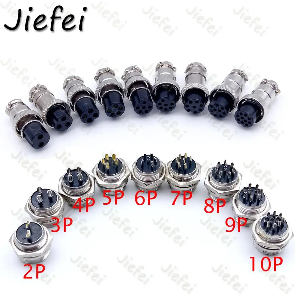 

50Pcs High quality GX16 2 3 4 5 6 7 8 9 10 Pin Male & Female 16mm Circular Aviation Socket Plug Wire Panel Connector