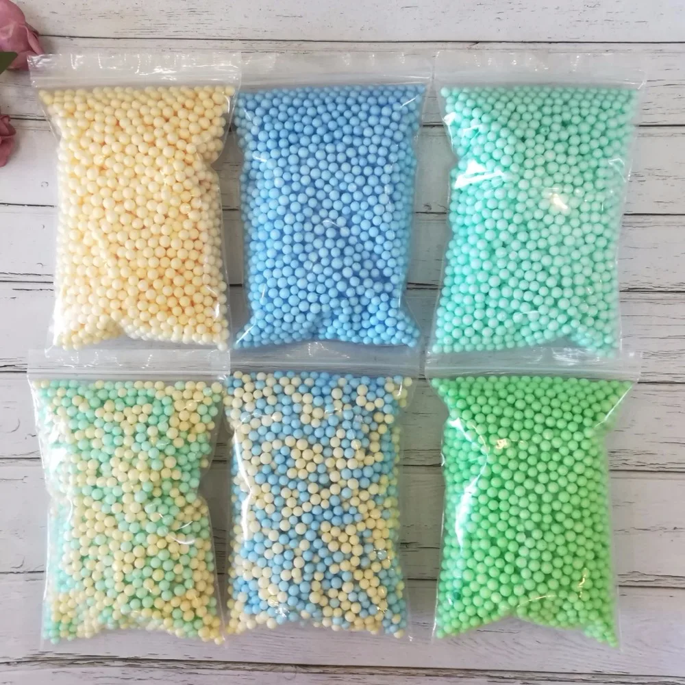 7-9mm 13g No Bleeding Foam beads Slime Rainbow Assorted Color Polystyrene Styrofoam Filler Foam Mini Beads Balls  DIY Decoration