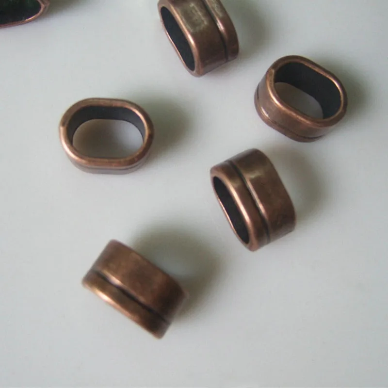 10 Pcs Antique Copper Slider Spacer Beads Use For 10x6mm Licorice Leather Cord DIY Jewelry Findings