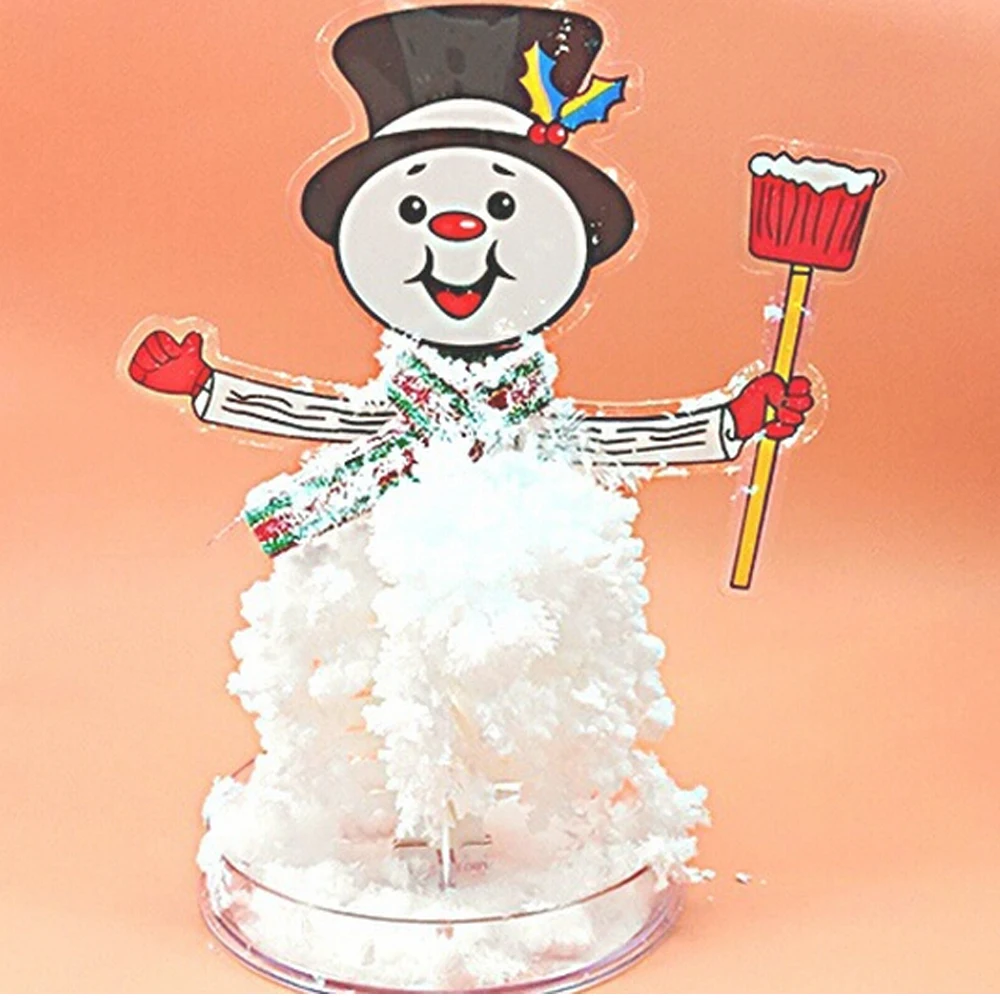 

2019 175mm H White Magic Growing Paper Crystals Snowman Tree Artificial Mystically Snow Man Trees Science Kids Christmas Toys