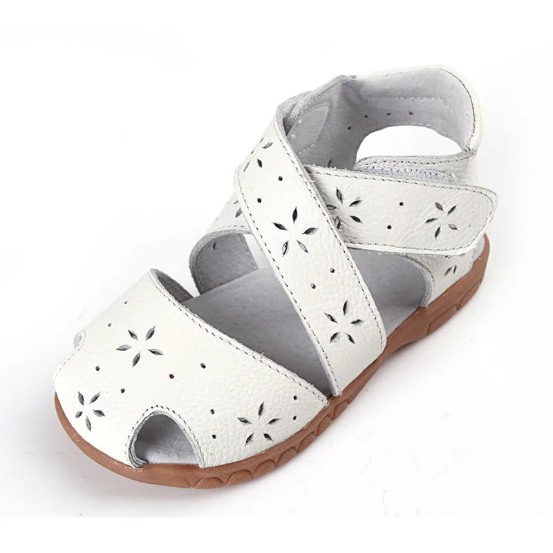 2024 Summer Sandals Genuine Leather Children Shoes for Girls Hollow Out Kids Sandals Girls Princess Shoes Cross Girls Sandals