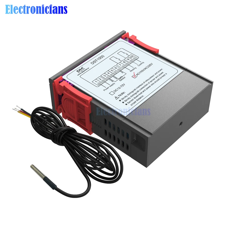 DST1000/1020 Digitaler Temperaturthermostat mit LED-Anzeige, Controller-Sensor, Dual-Modus für Inkubator, DC 12-72V, AC 110V 220V – Detail 11