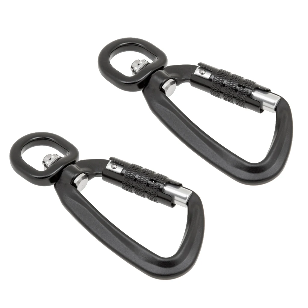2Pcs 360º Swivel Rotating Self-Locking Carabiner Dog Hook Lead Clip For Outdoor Camping Hiking Hanging Keychain Hammock