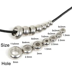 5 6 7 8 10mm Tone Stainless Steel Spacer Beads European ring Bead Fitting DIY Charm Bracelet For Men and Women Jewelry