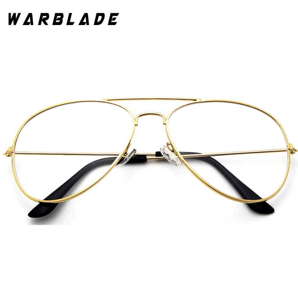 Classic Pilot Glasses Transparent Clear Glasses women Alloy Frame Optics Aviation Eyeglasses Men Lens oculos de sol WarBLade