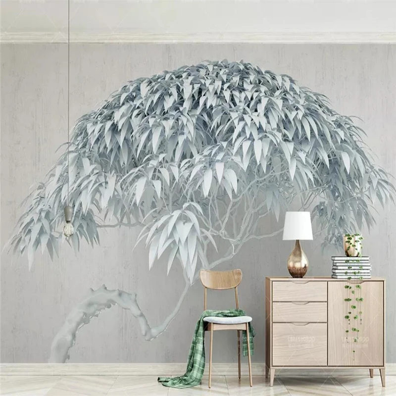 

Small fresh creativity a big tree stone background 3d TV background wall painting