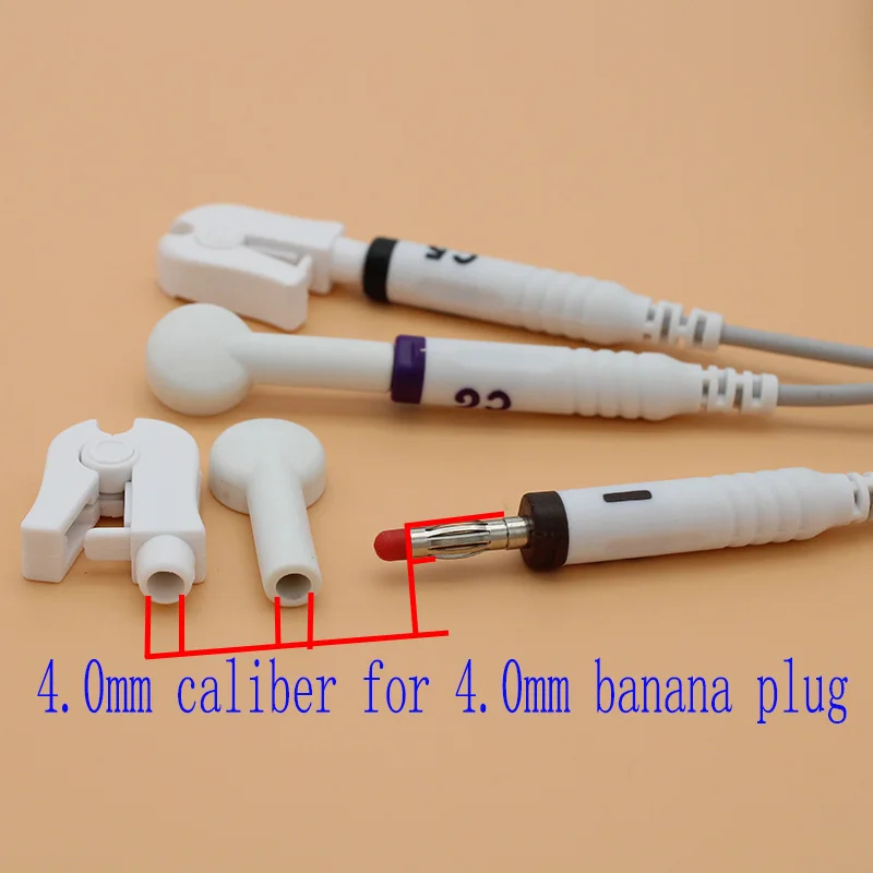 3.0 din or 4.0 banana plug turn to snap or clip Electrode adapter ECG/EKG /Holter cable to electrode pad connector accessories