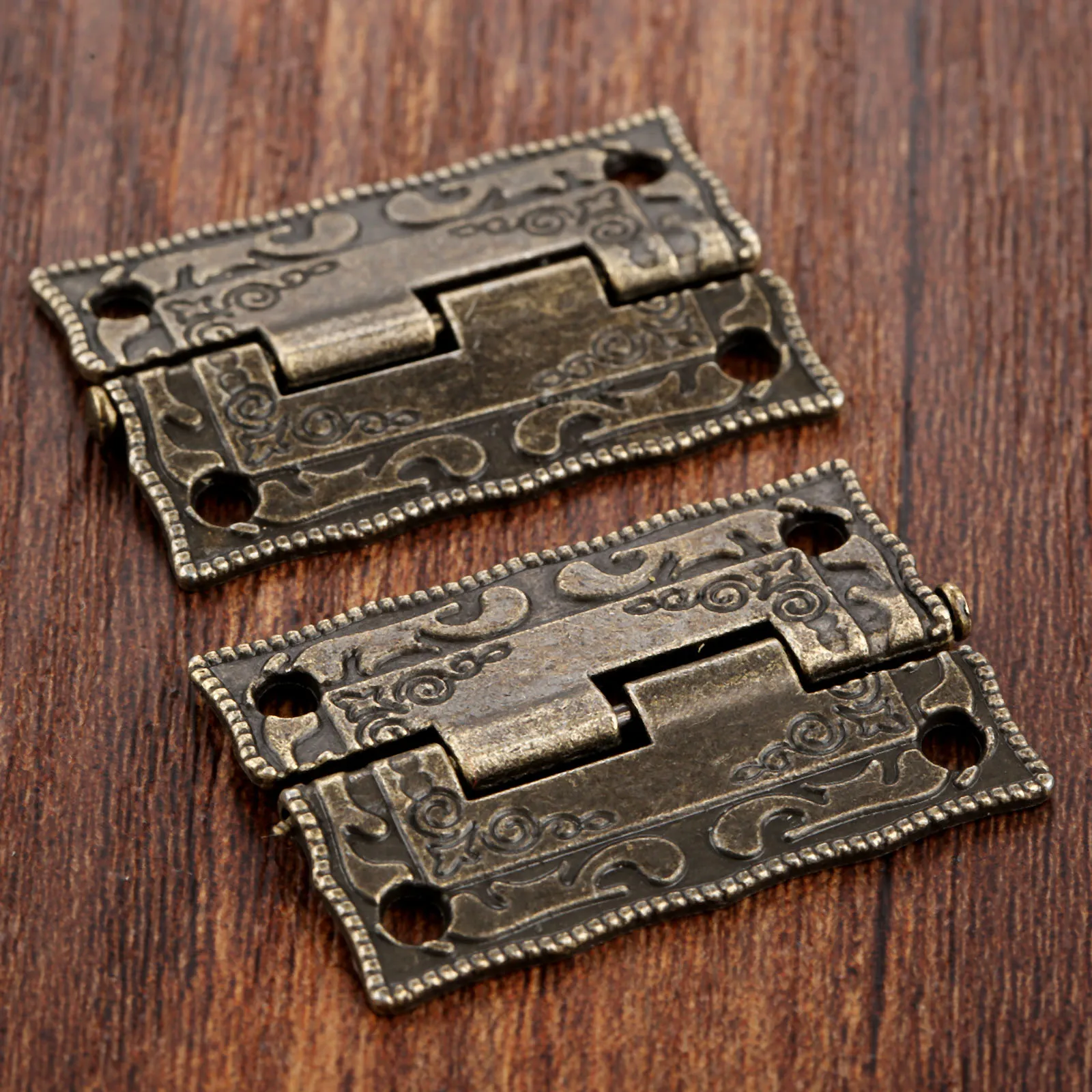 2Pcs 35*23mm Antique Bronze Hinges Cabinet Door Drawer Decorative Mini Hinge For Jewelry Wooden Box Furniture Hardware